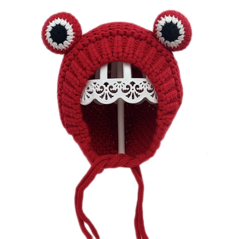 Bonnet Enfant En Laine Grenouille/dinosaure - Design Amusant Et Chaud - Taille Ajustable - Couleur Orange - Pour Bébé Et Enfant - Hiver, Froid, Jeux De Neige - 4