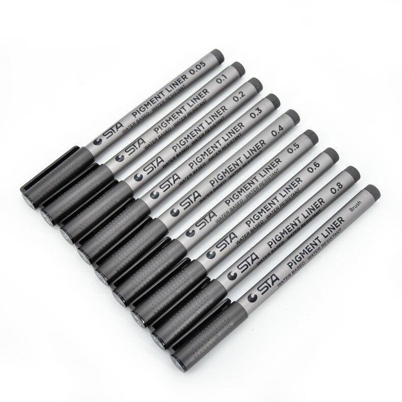 Manga Liner Pigma Micron alcool encre dessin pinceau stylo marqueur 0.05 0.1 0.2 0.3 0.4 0.5 6 pointe noir Fineliner croquis stylos