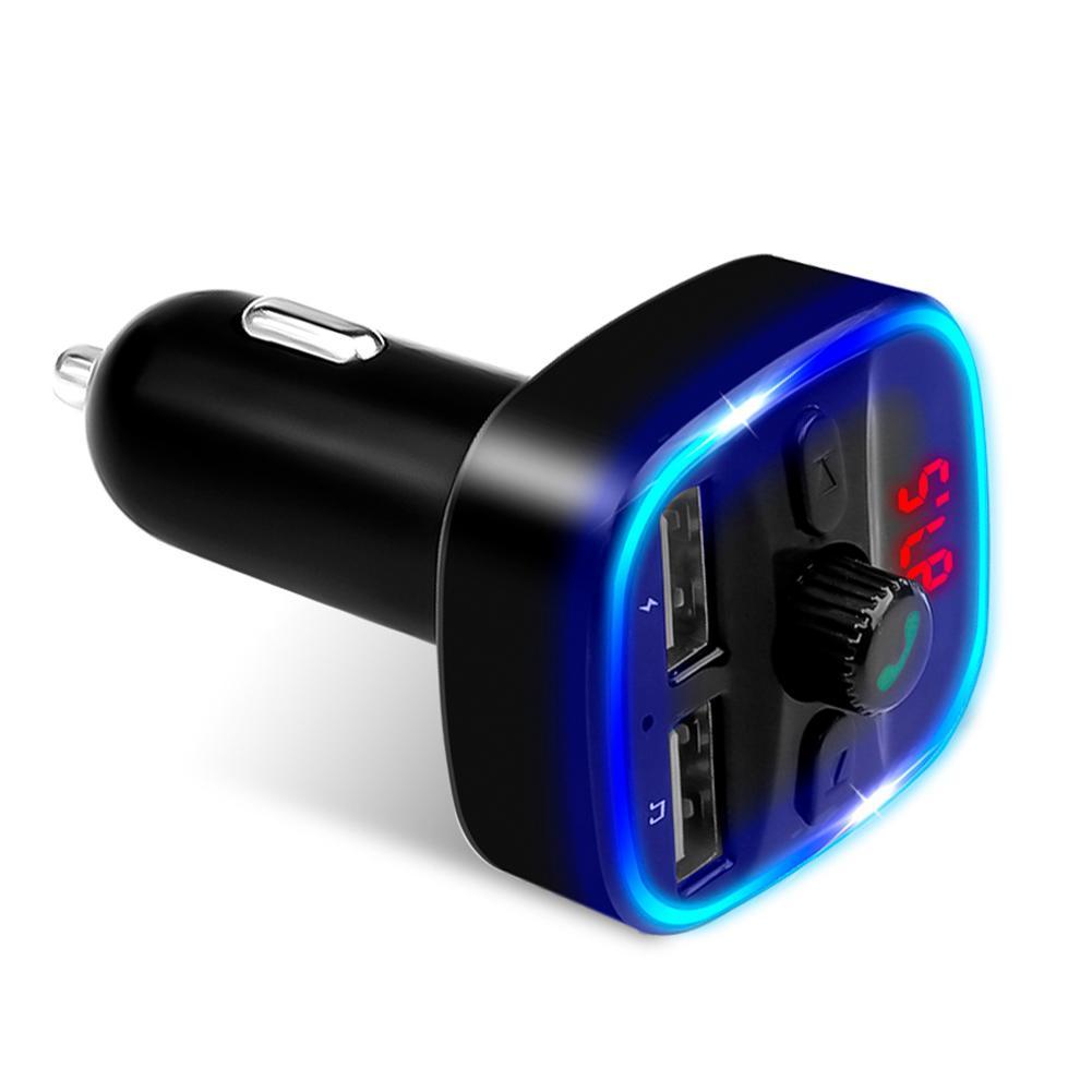Lumière LED bleue transmetteur FM Bluetooth 5.0 Voiture MP3 Lecteur Double USB 2.4A max Soutien U Disque TF carte Mains Libres V5.0 Chargeur De Voiture