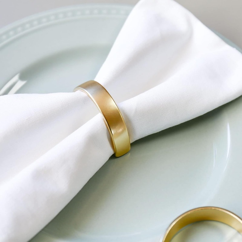 Sales】Cuff Brushed Gold Napkin Rings Holder Wedding Banquet Metallic Adornment Table Settings Glossy Serviette Buckles