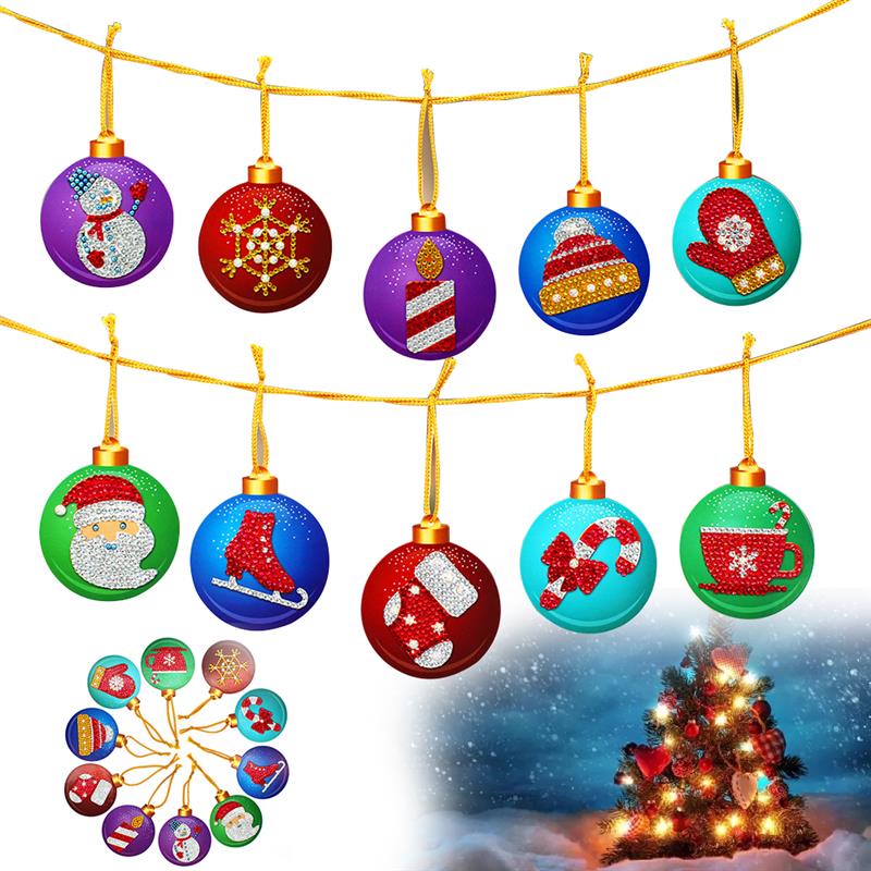 10 stuks diy diamant schilderij kerstboom hanger boren speciale vorm diamant borduurwerk kerstversiering voor thuis