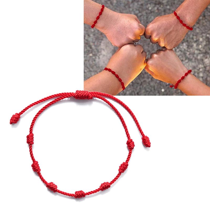 2 stk 7 knob rød snorarmbånd til beskyttelse ondt øje held og lykke amulet for succes og velstand venskab armbånd