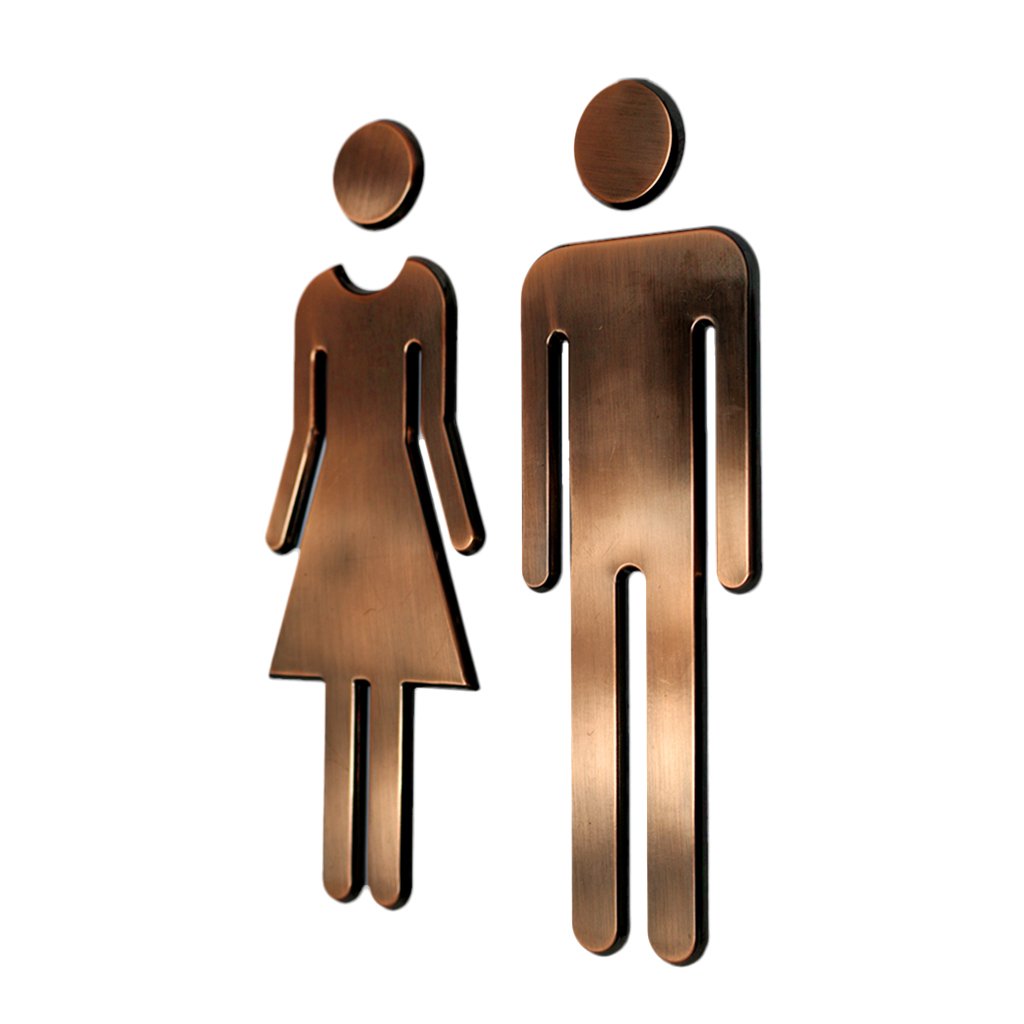 Man&Woman WC Stickers Toilet Signs Restroom Washroom Signage Plaque Bronze