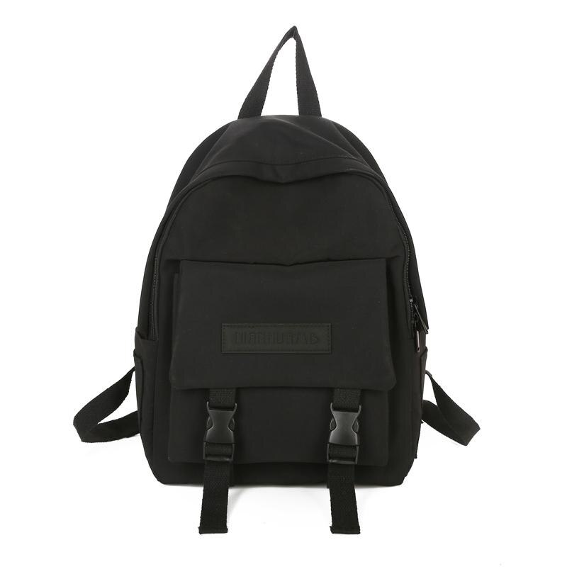 Backpack Women Backpack Women Shoulder Bag solid color School Bag For Teenage Girl Children Backpacks Travel Bag: Black