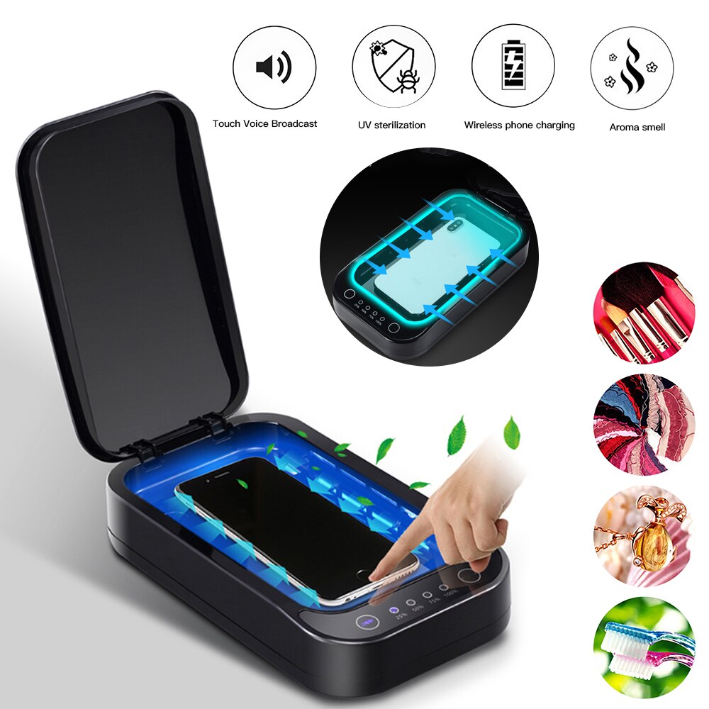 1pc UV Sterilisator Kasten Mund Maske Schmuck Telefon Zahnbürste Uhr Reiniger persönlich Sanitizer Desinfektions fallen Kasten UV Lichter
