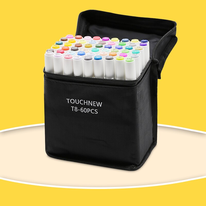 TOUCHNEW-rotuladores artísticos T8 con doble punta, conjunto de rotuladores con Alcohol, bolígrafos redondos para niños y adultos para colorear