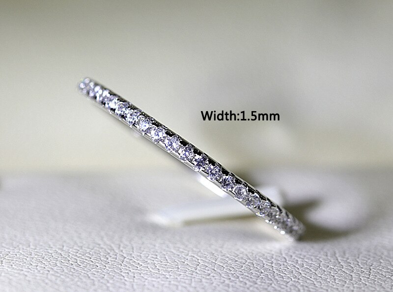 S925 Zilver Kleur Ronde Kleine Zirconia Diamond Ringen Voor Vrouwen Classic Eenvoudige Trendy Stapelen Wedding Band Fijne Sieraden R094