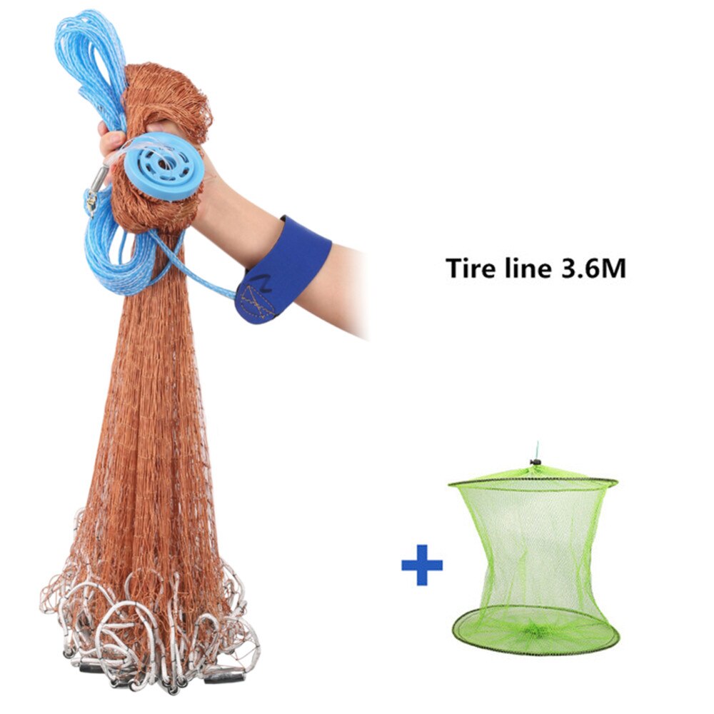 Multifilament Linie mit platinen Gießen Netz Fangen Fisch Netzwerk draussen Hand Werfen Angeln Netz Kleine Gittergewebe Reifen Linie Kieme Netz: 360cm mit Sinker