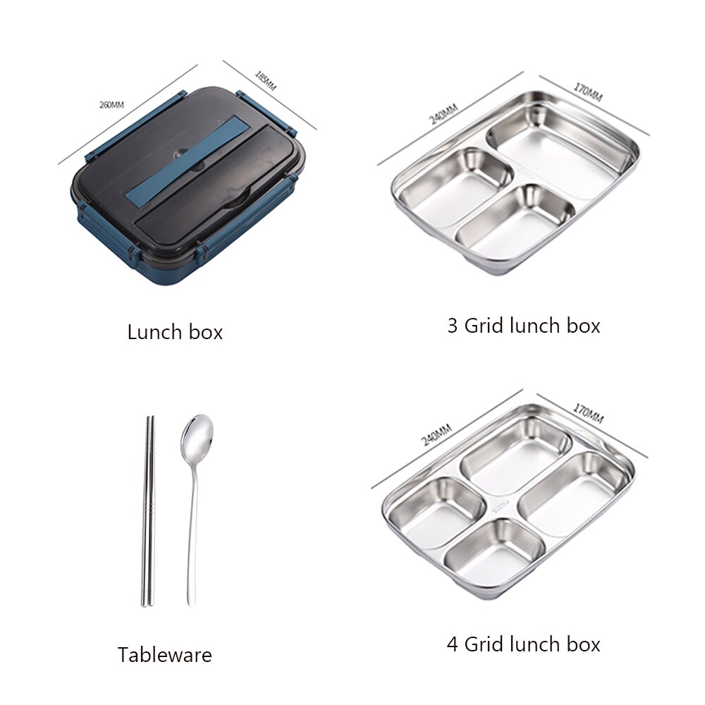 Lunch Bento Box Voor Werk Draagbare Lekvrij Servies Rvs Mannen Lunchbox Outdoor Picknick Voedsel Opslag Snack Containers