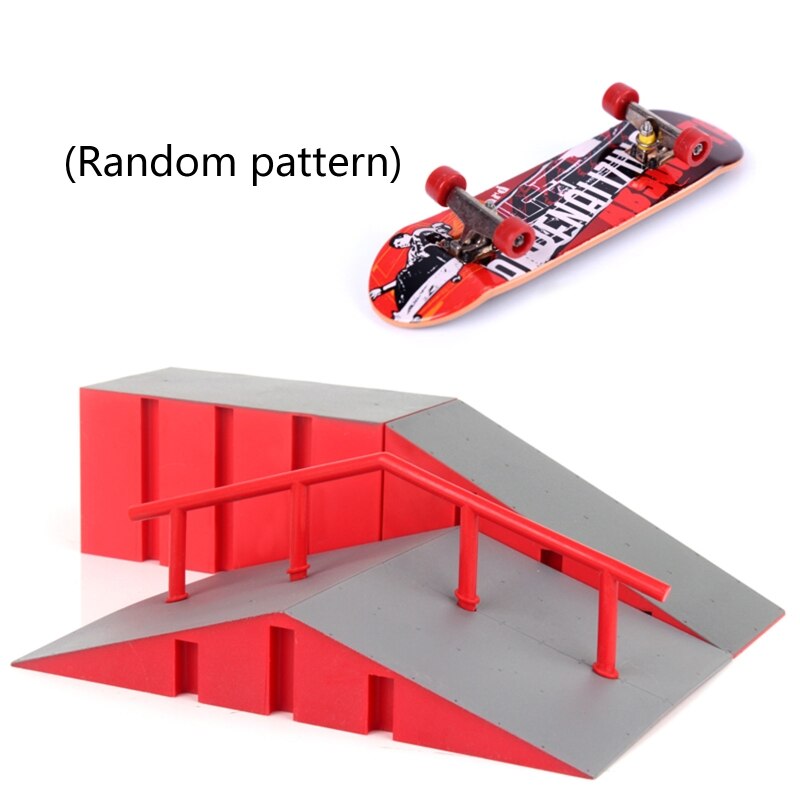 Finger Skate Park Kit Ramp Part with 1 Finger Skateboard Mini Scooter Scene Prop