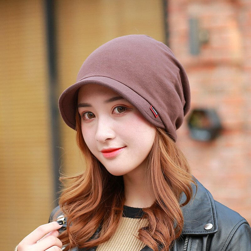Vrouwelijke herfst en winter cap dubbele eend tong cap hoofddoek hoed: coffee