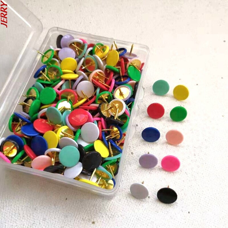 100 Round Pushpins Tack Pin Bulletin Board Cork Paper Map Point Office Binding Supply