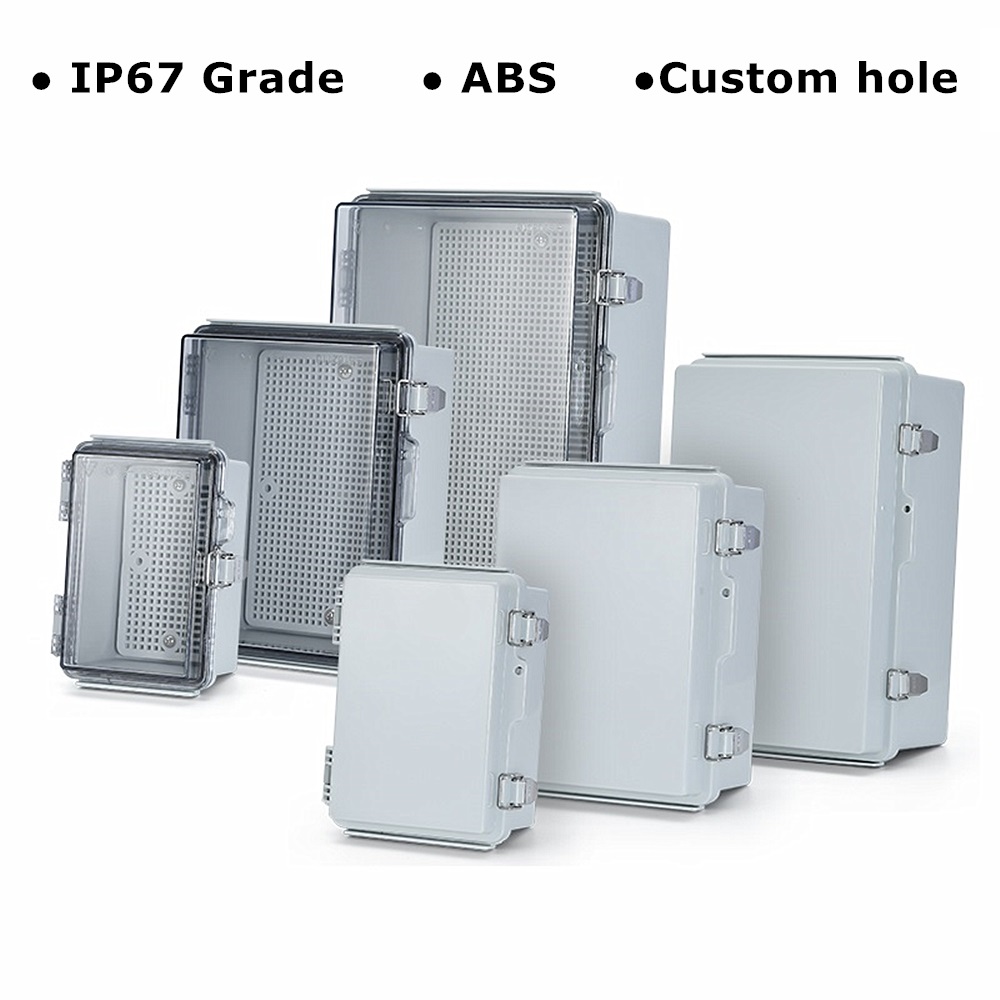 IP67 Waterproof Gray/Transparent Cover Enclosure Junction Box ABS Plastic Outdoor Electronic Instrument Hinge Case Fast