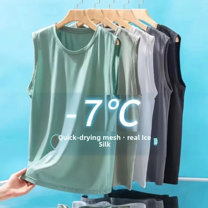 Herre issilke mesh vest let sports sommertøj ærmeløs t-shirt tanktop afslappet overtøj