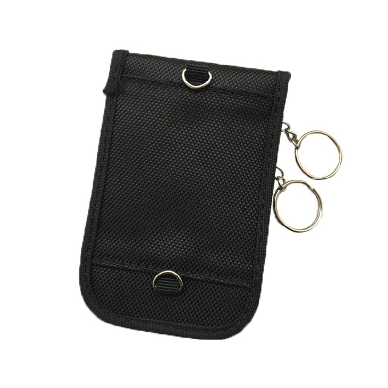 Faraday Car Key RFID Blocker Case Double Rings Pull Card Bags FOB Signal Blocking Shielding Pouch for Privacy Protection BAG1009