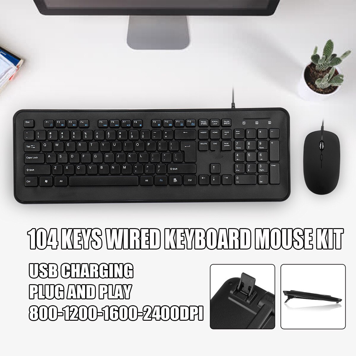 104keys Wired Gamer Keyboard 2400DPI Mice LED Gamer Mouse Combo Backlight Keyboard Mechanical Feel Gaming Keyboard For PC Laptop