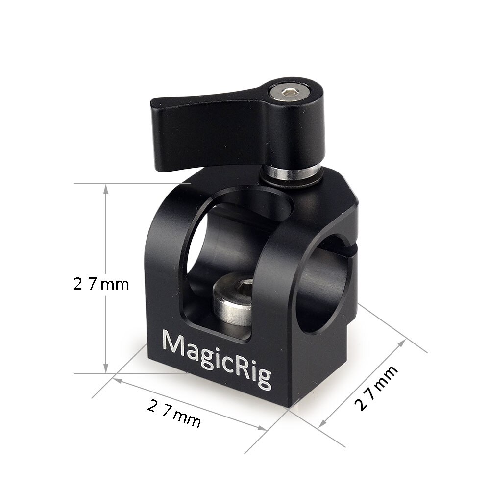 MAGICRIG Single Hole 15mm Rod Clamp with ARRI Accessory Mount on Camera Handle / Cage / Plate for Rod Extension DSLR Camera Rig