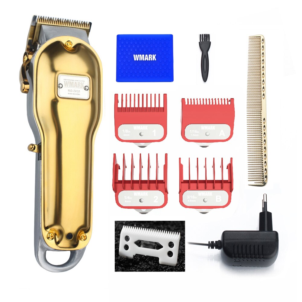 Wmark Alle-Metalen Cordless Tondeuse NG NG Elektrische Tondeuse 2500Mah Draadloze Haar Snijder Gouden Kleur: 2020G Set(W)