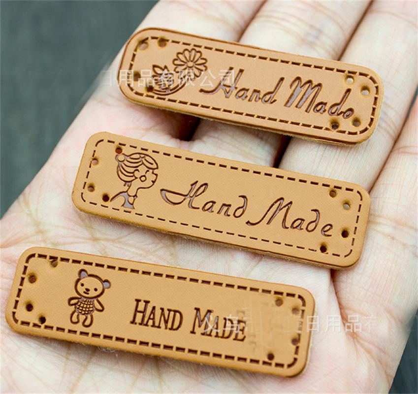 100 stuks handgemaakte leren labels/handwerklabels/handgemaakte patchworklabels pu-labels diy naailabel stoffen kledinglabels/op voorraad