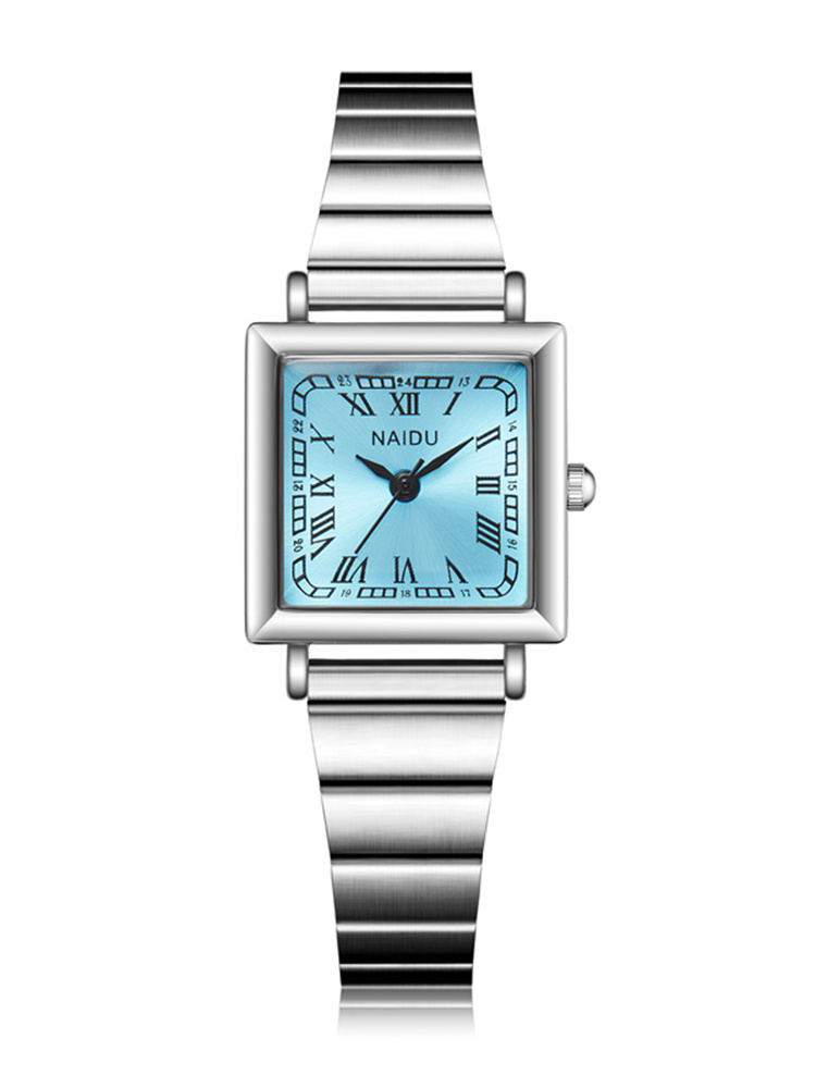 Modieus klassiek antiek model vierkant horloge met kleine wijzerplaat, quartz uurwerk, waterdicht, compact, eenvoudig, casual dameshorloge: Hemelsblauw