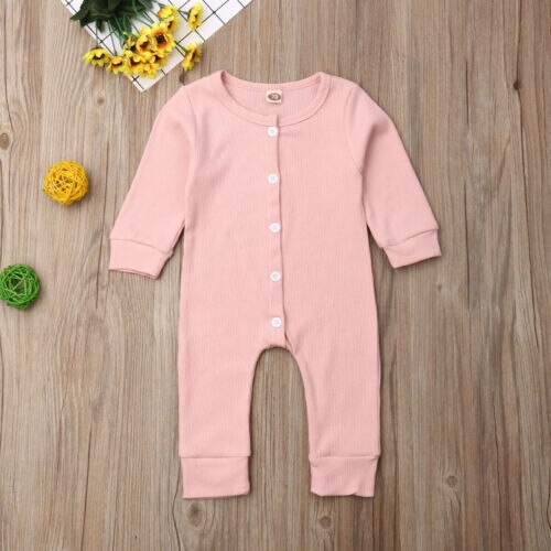 Peuter Baby Kid Meisje Jongen Lange Mouw Bodysuit Jumpsuit Outfit Herfst Kleding: Roze / 3M