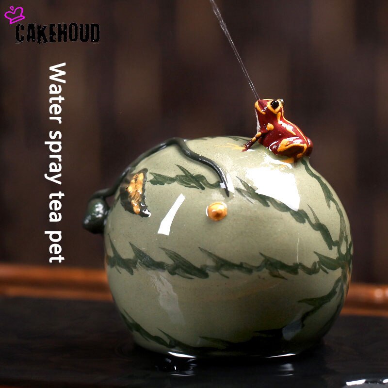 Ceramic Frog Tea Pet Cute Tea Set Ornaments Tea Set Accessories Spray Water Frog Tea Pet Heat Expansion Andcontraction Principle