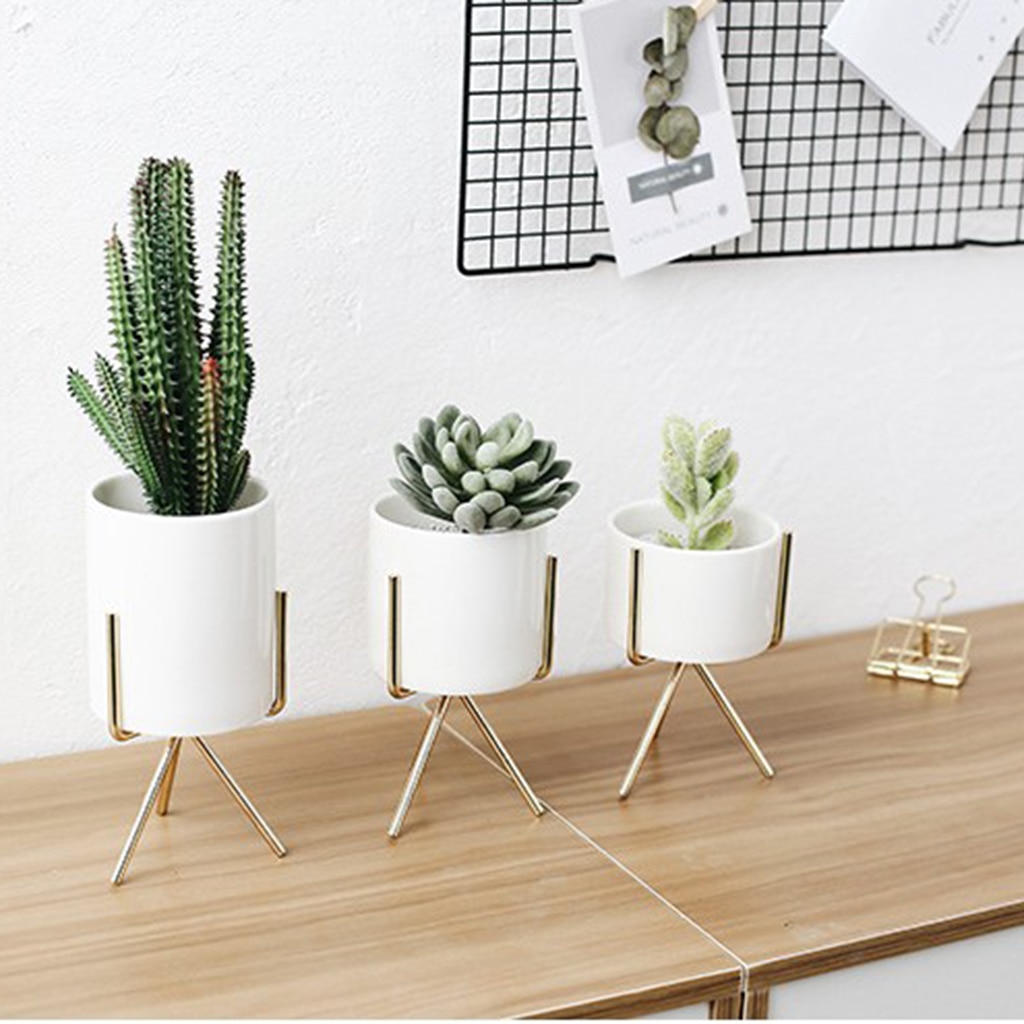 Nordic Stijl Plant Stand Met Bloempot Succulente Planter Rack Holder Inclusief Wit Planten Pot