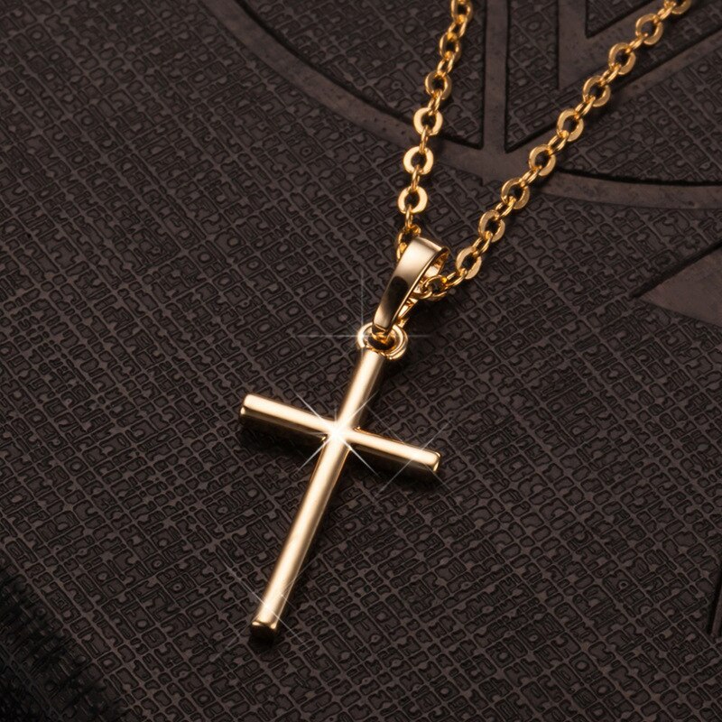 Simple Cross Chain Necklace for Women Men Jewelry Gold Sliver Color Pendant Necklaces Crucifix Christian Ornament