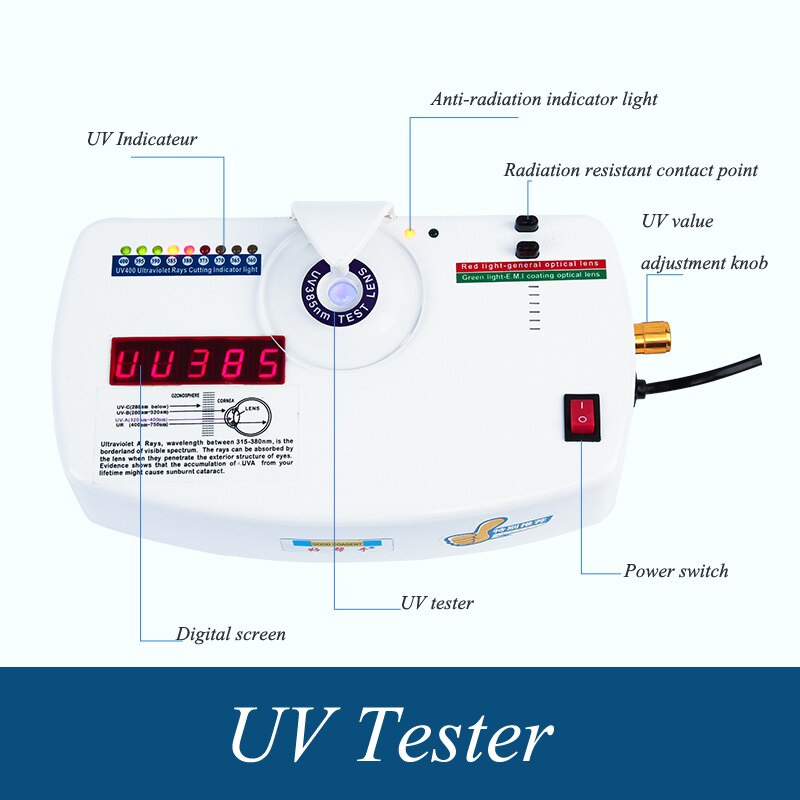 UV400 Tester Anti-radiation Multi-functional UV Tester 10W 220V Glasses Equipment CP-13B