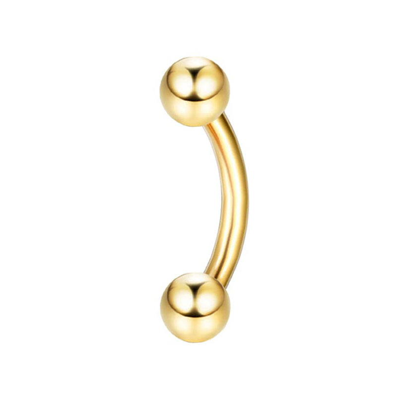 Drperfect 1pc 16G Eyebrow Rings Stainless Steel Belly Lip Cartilage Hoop Rook Daith Earrings Tragus CZ Piercing Curved Barbell: Pure Gold Color
