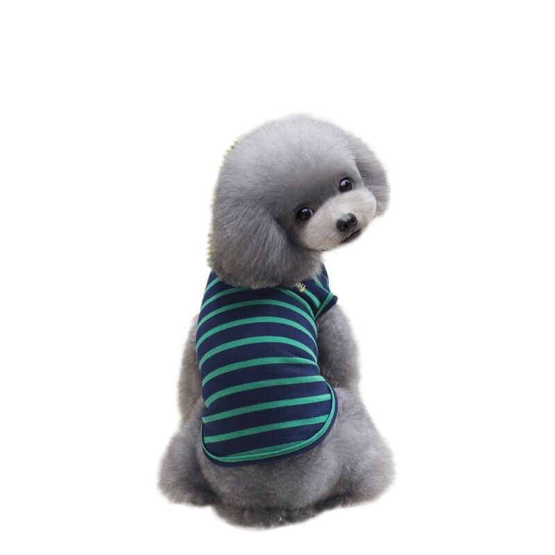Welpen Hund Streifen Weste Spitzen Sommer Haustier Hund Katze Bluse Baumwolle Panzer Shirt Bekleidung: Grün / L