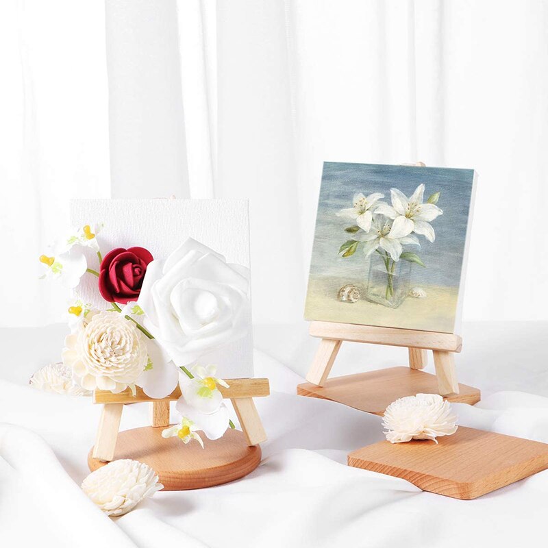10 Pack Canvas and Easel Set Painting Craft Drawing Art Decoration Canvas Painting Stand Kit