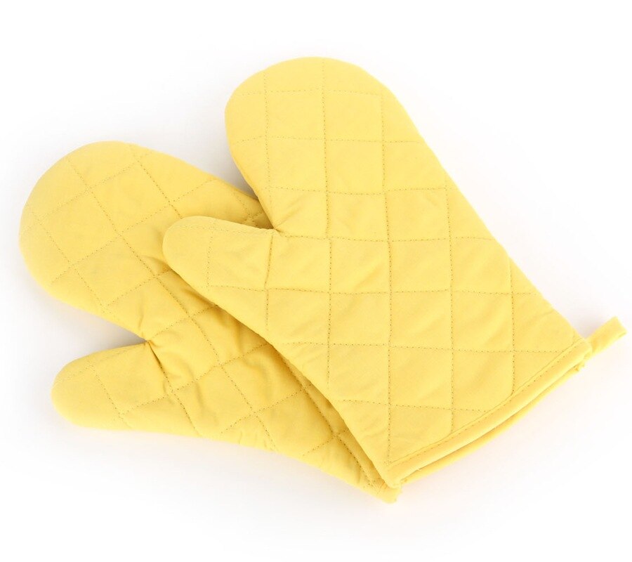 2 stks/set Kichen Magnetron Handschoenen Bakken Oven Speciale Warmte-isolatie Anti-strijken Hittebestendige Handschoenen: Yellow