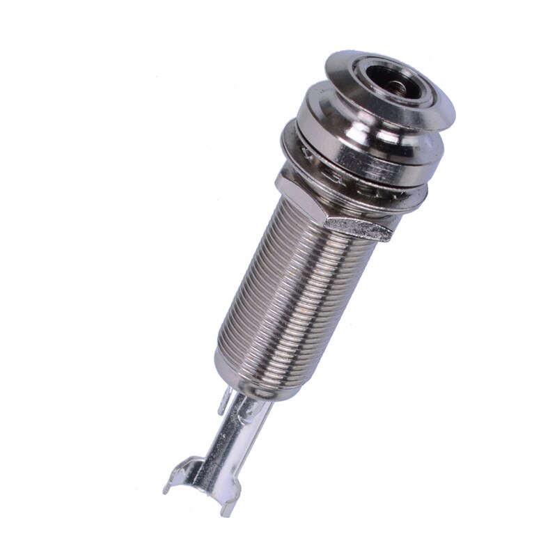4 couleurs fileté cylindre guitare électrique basse sortie entrée sangle fin Pin Jack guitare pick-up prise 6.35: Chrome-1pcs