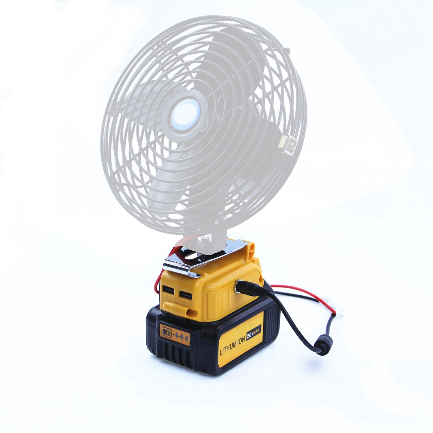 Dual USB DC 12V Port 60W with LED Display Clip Battery Converter Adapter For DEWALT 18V 20V Li-Ion Battery