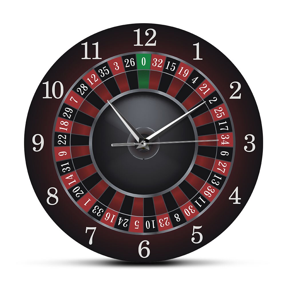 Poker Roulette Wall Clock With Black Metal Frame Las Vegas Game Room Wall Art Decor Timepiece Clock Watch Gambling Casino: No Frame