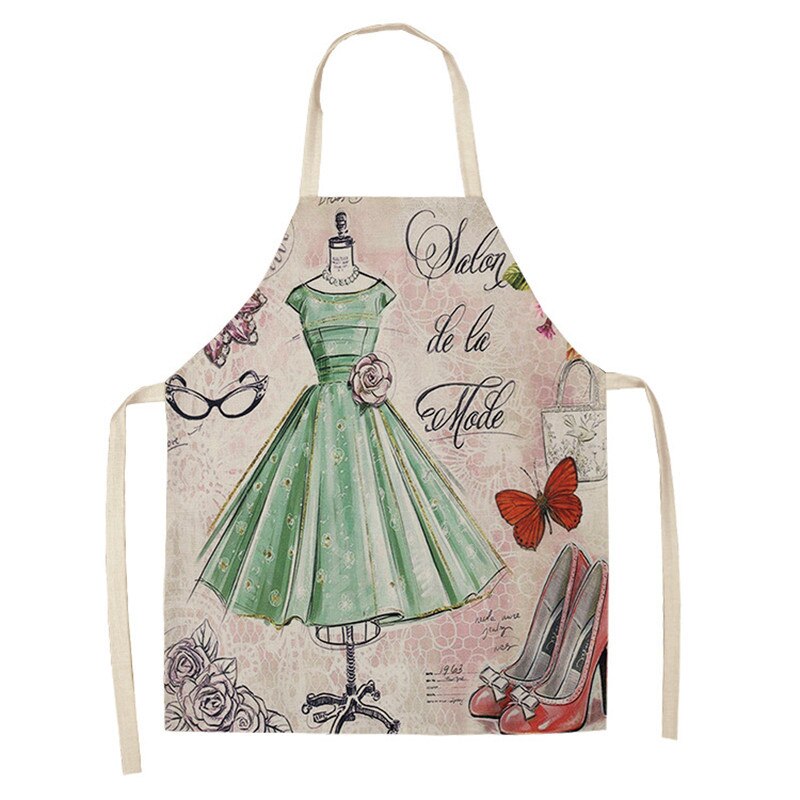 Vintage väska klänning skor köksförkläden för kvinnor bomull linne husmanskost bakning midja haklapp pinafore rengöringsverktyg: 7 / 47 x 38cm