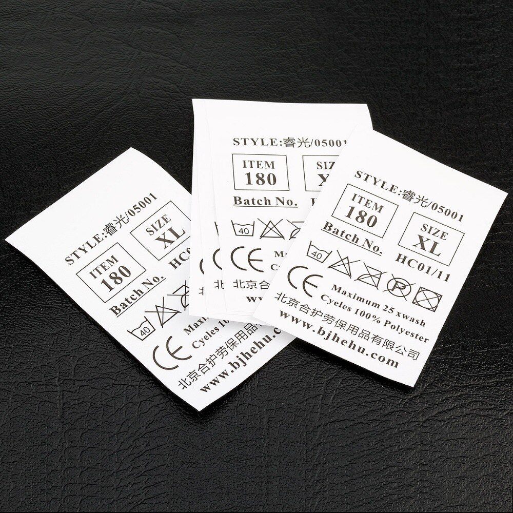 1000 stks niet-geweven stof Custom Kledingstuk Wasvoorschrift Wasbare instructie Label voor Huishoudtextiel 1000 stks/partij
