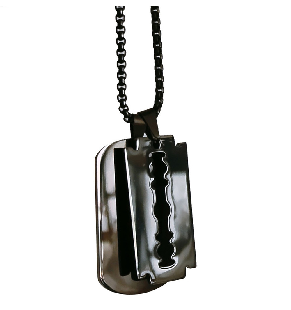 100% in Acciaio Inox A Doppio Dogtag Pendente Della Collana Per Gli Uomini In Bianco Army Ketting Soldato Militare Collare Piatto Lucidato A Specchio: Black Blade Tag