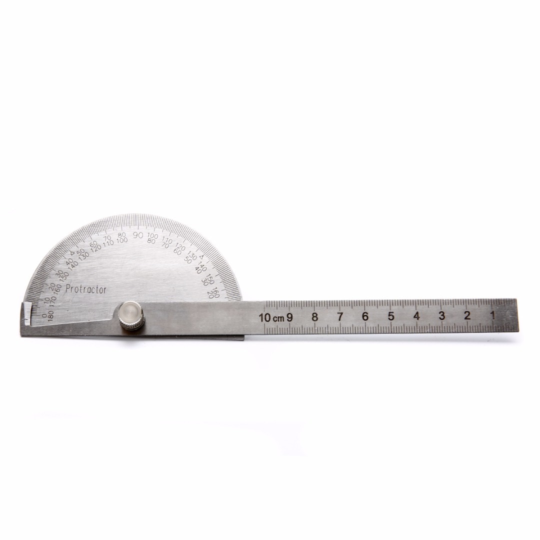 1pc 180 Degree Adjustable Protractor Angle Finder Angle Ruler Round Head Rotary Stainless Steel Measuring Tool for Woodworking