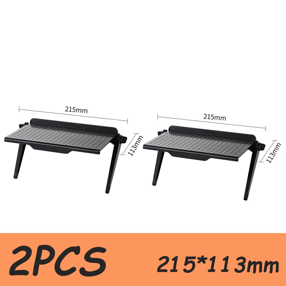 Adjustable TV Screen Top Shelf Rack Holder Computer Monitor Desktop Screen Top Shelf TV Buddy Organizer Home Office Storage Rack: 2Pc Style A-Black