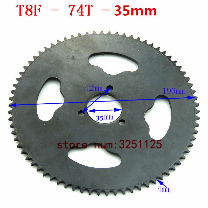 T8F 74 Tooth 74T 35MM Rear chain Sprocket Mini Moto ATV Quad Dirt Pit Pocket Bike Cross 47cc 49cc drive system Parts