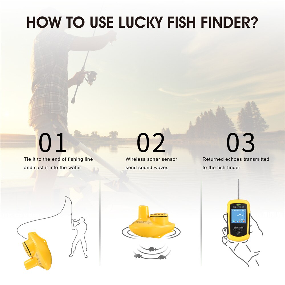 Lucky fishfinder ekkolod til fiskeri ekkolod ekkolod sensor lcd 120m ekkolod trådløs ekkolod isfiskeri