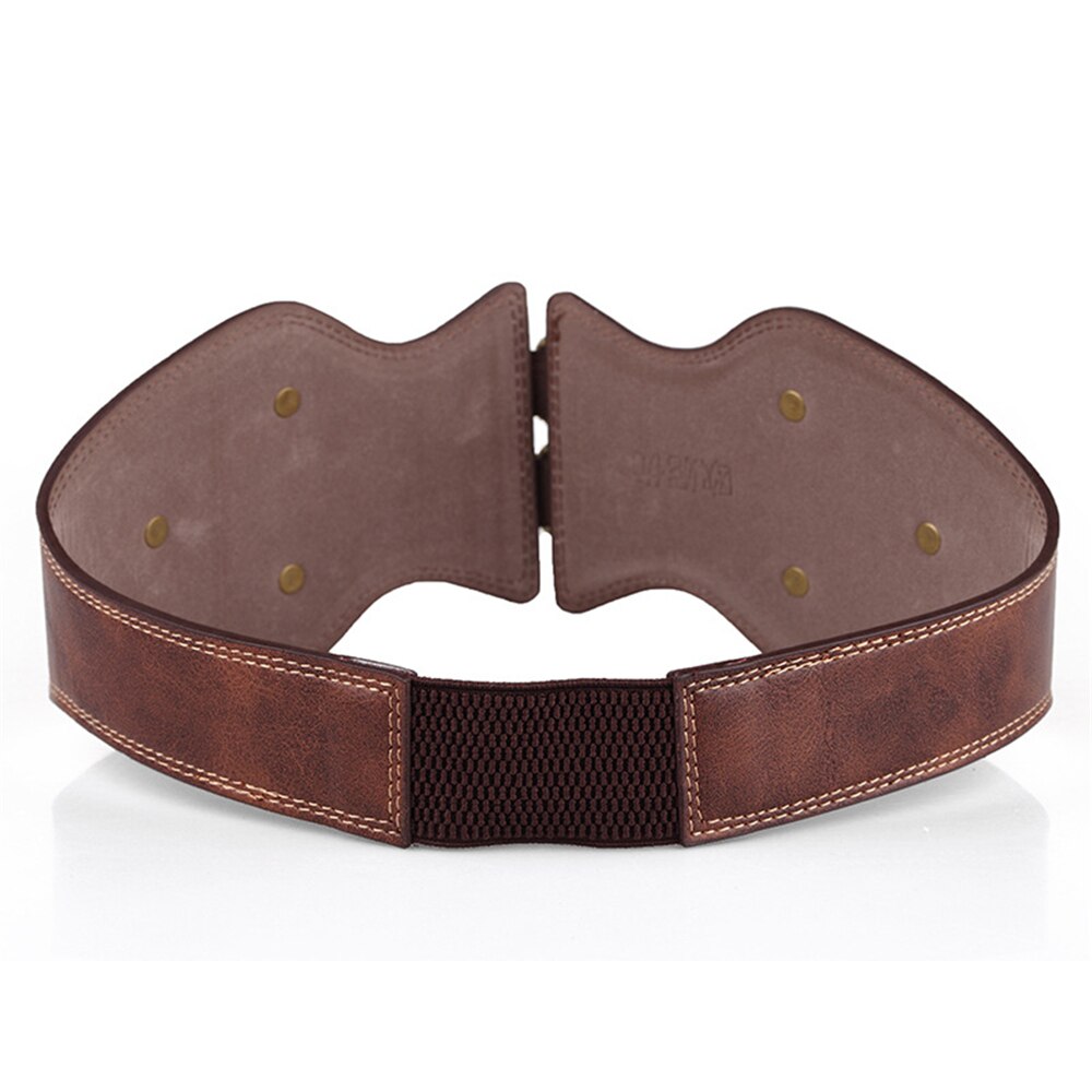 Top Womens Brede Leren Riem Punk Klinknagel Vrouwelijke Riemen Cumberbanden Bruin Dames Elastische Corset