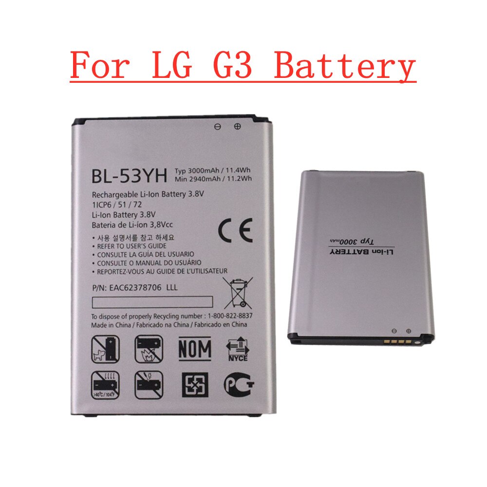 Battery For LG V10 V20 V30 V40 V50 G7 ThinQ G3 G4 G5 K7 K8 K10 K20 Plus Leon Tribute 2 5 Optimus LTE 3 L7 2 F3 F5 Google 2: BL-53YH