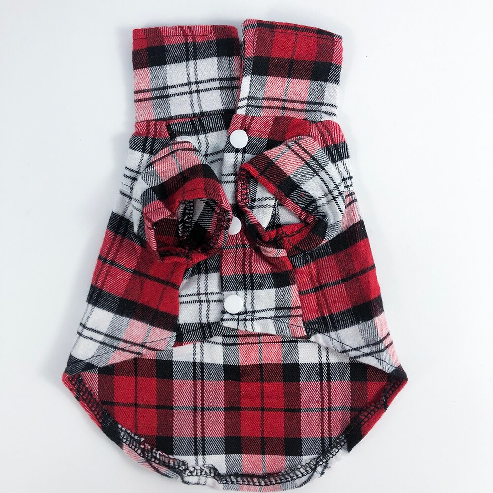 Summer French Bulldog Dog Plaid Shirt British Style Clothes for Chihuahua pet Small Dogs Cats Clothes Small Puppy Clothing Shirt