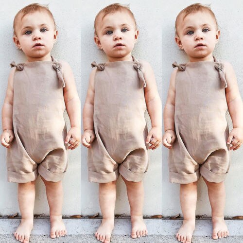 2018 nova criança verão caqui macacão crianças roupas crianças menino menina solta bib calças macacão playsuit outfits caber 0-3 t