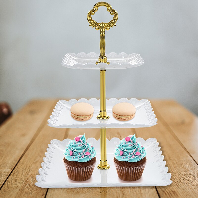 3 Tier Cake Stand Afternoon Tea Wedding Plates Party Tableware Bakeware Plastic Tray Display Rack Cake Decorating Tools