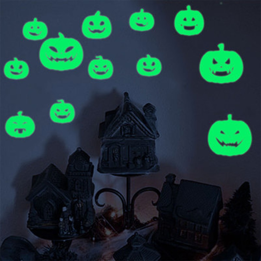 Halloween Glow In The Dark Venster Decals Lichtgevende Stickers Voor Halloween Thema Party: WHITE
