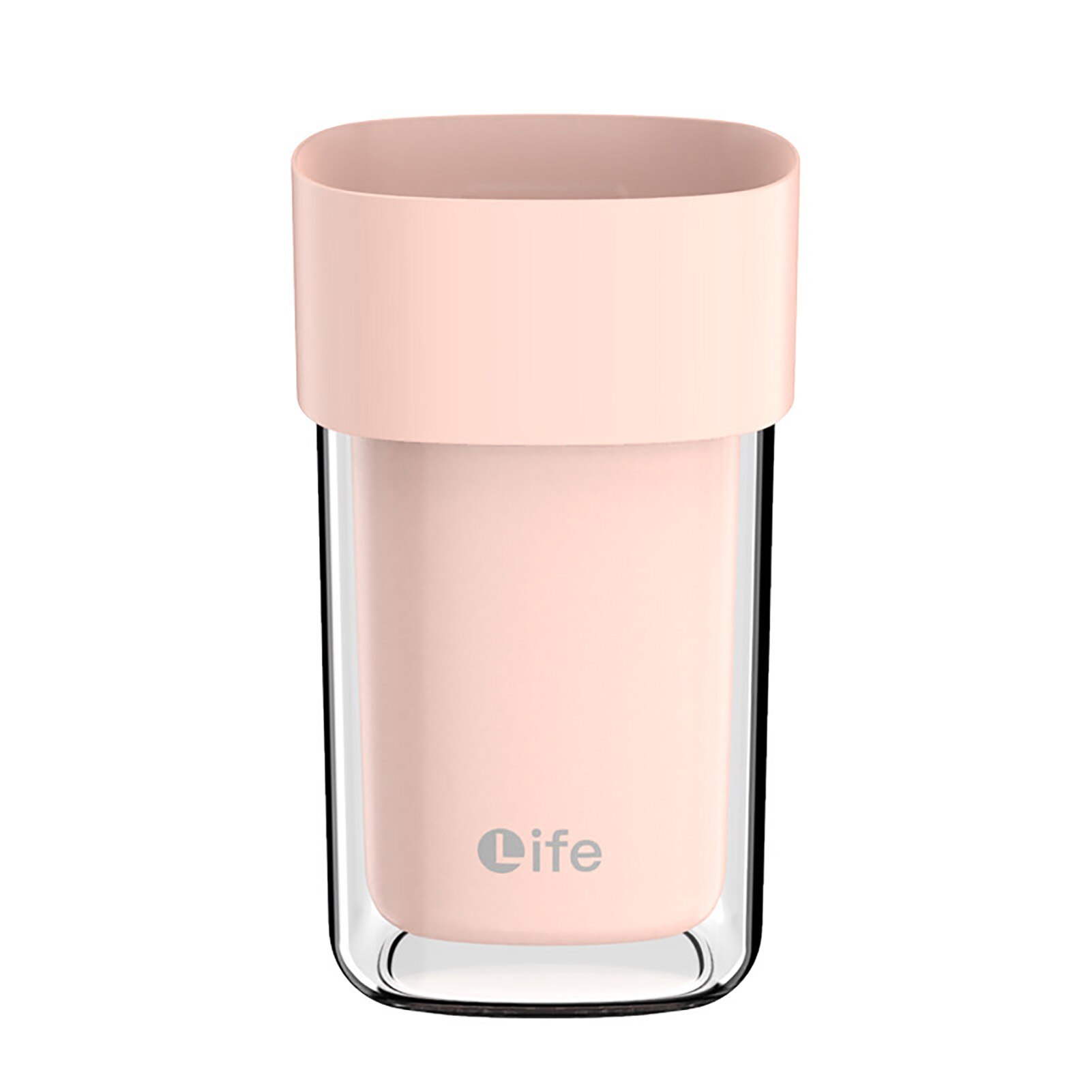 Portavasos Simple de doble capa para lavado de dientes, caja de almacenamiento para cepillo de dientes de viaje para pareja, conjunto para lavar el baño, taza dental: Rosa